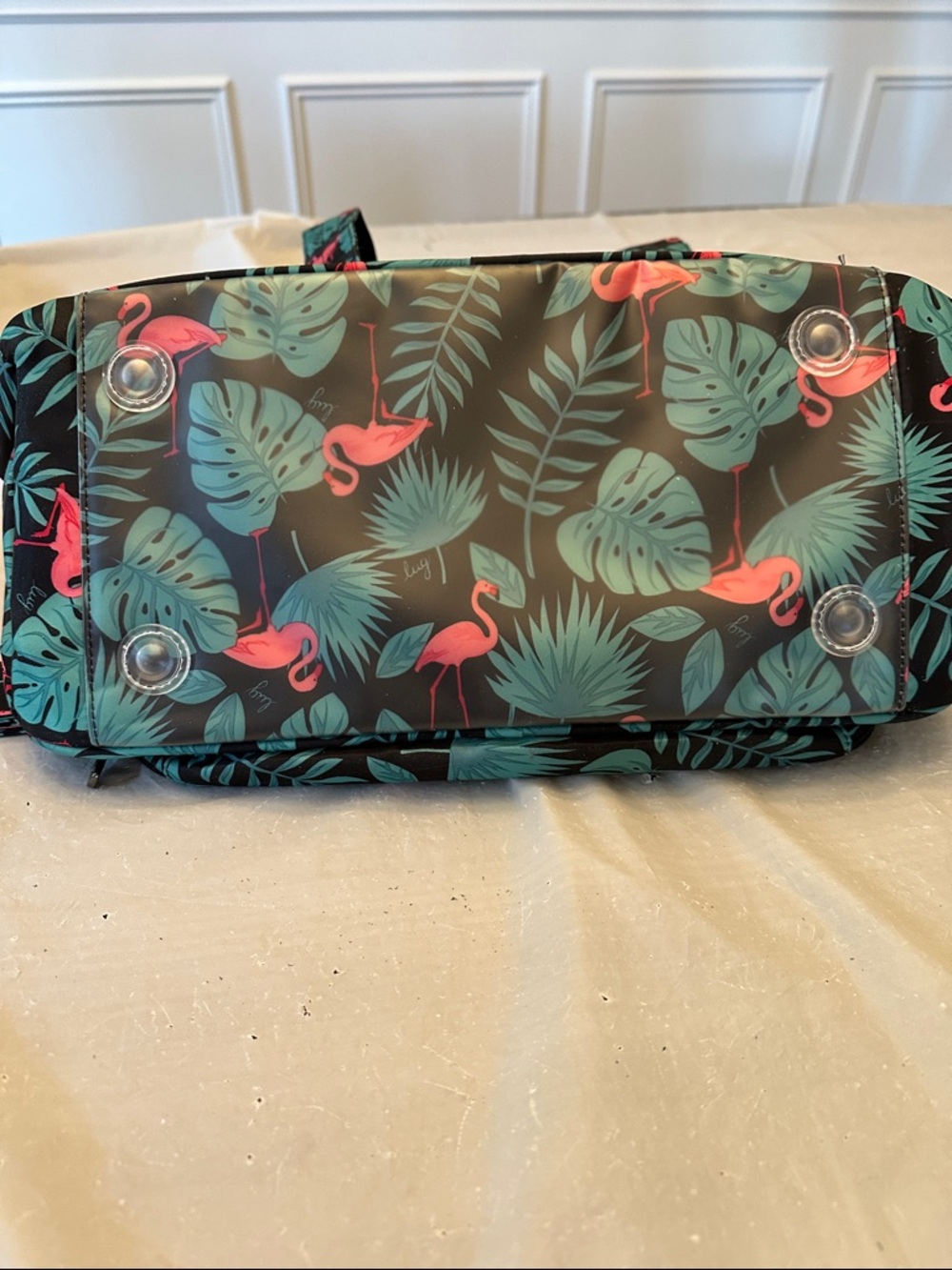 NWOT Lug Puddle Jumper Navy Flamingo Tropical Print - Picture 11 of 11